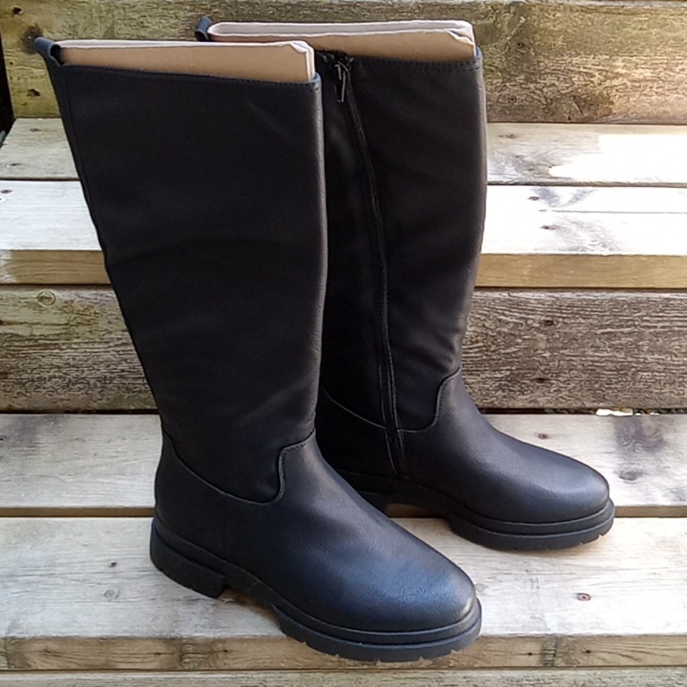New! Naturalizer Soul Womens Sz 9W Orchid Knee High Boots Rain Black